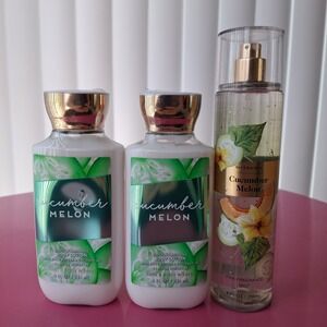 Bath & Body Works CUCUMBER MELON 3 Piece Set 2 Body Lotions 1 Fragrance Mist